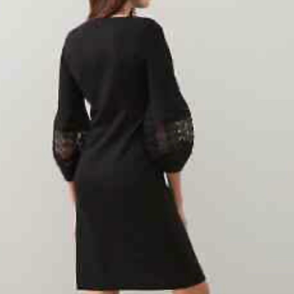 Talbots Embroidered Sleeve Sheath Dress, black, size 4